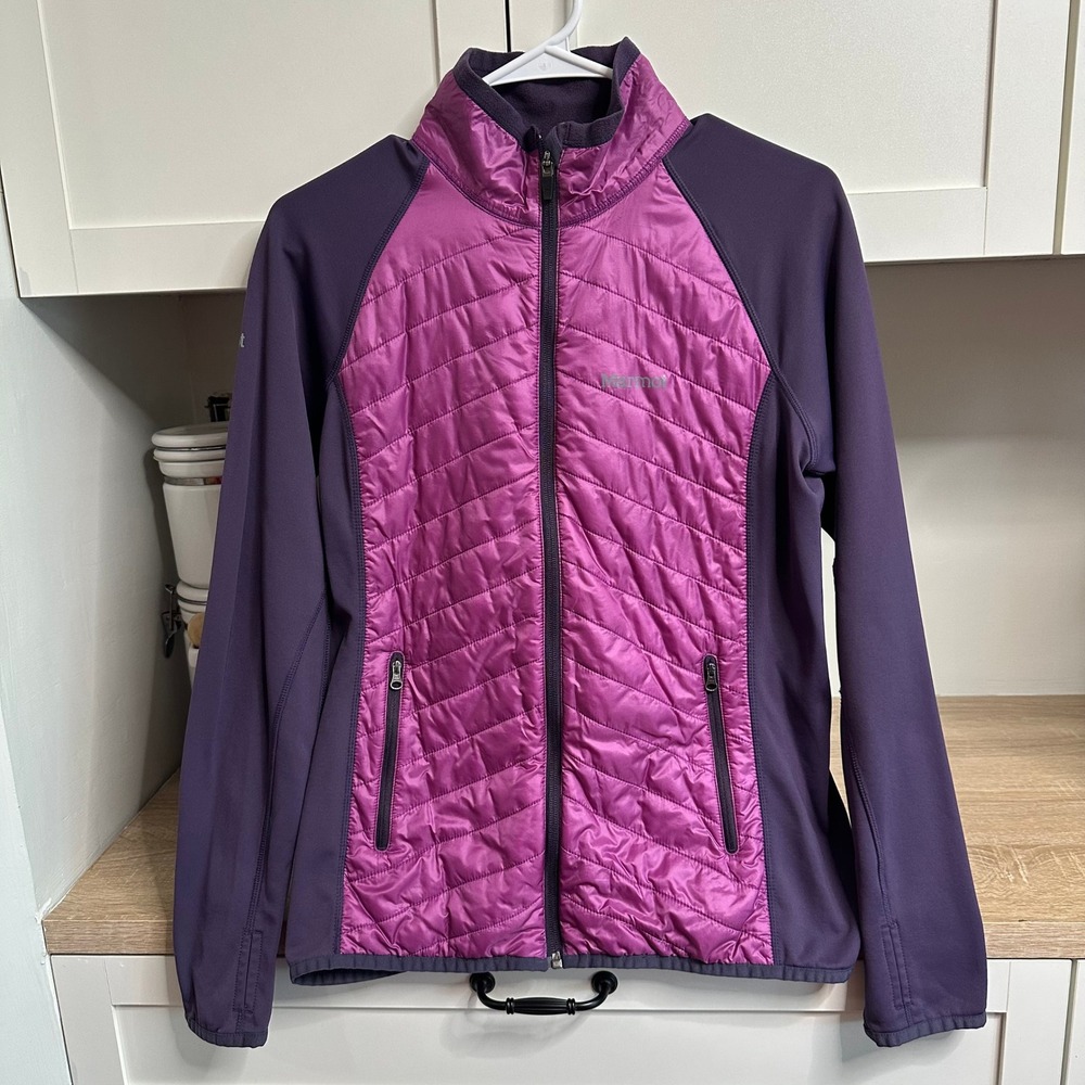 Marmot Variant Hybrid Jacket Womens S Purple Insulated Fleece Zip Pockets Hiking